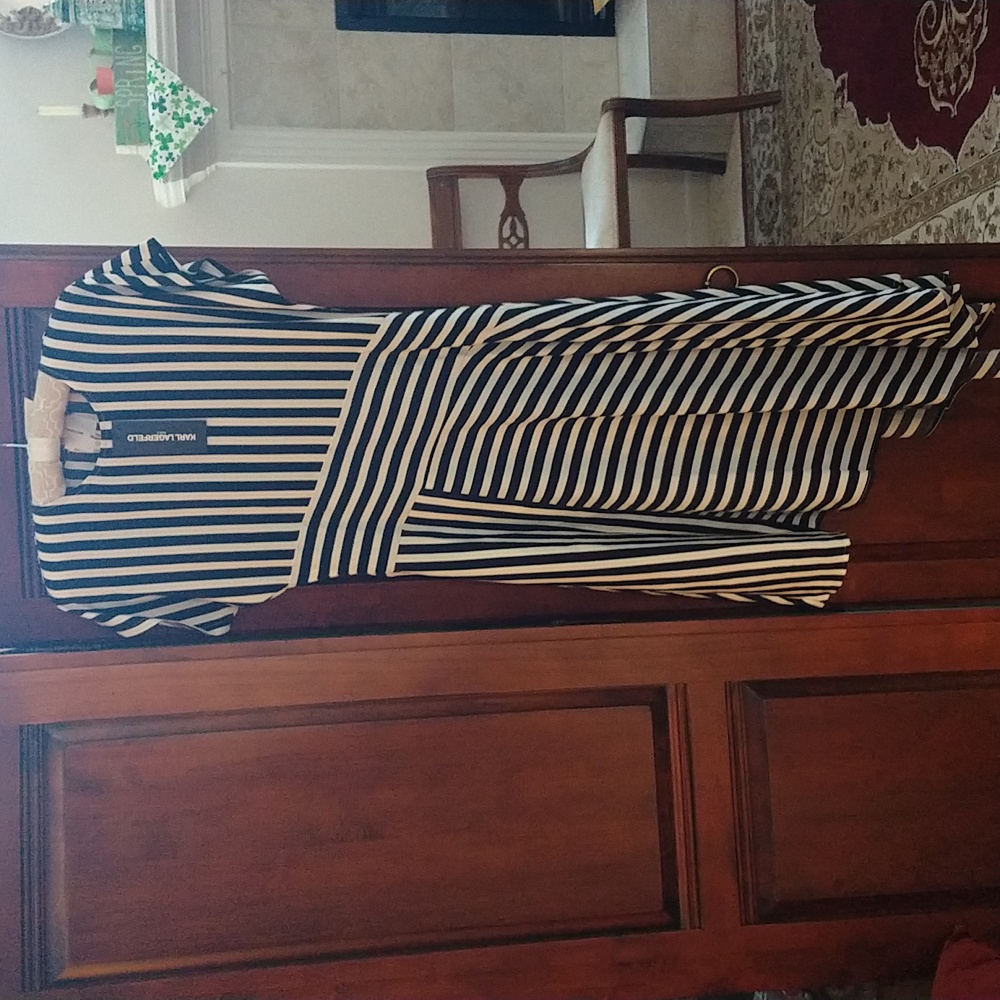 Authentic Karl Lagerfeld Navy and White Striped Dress 2